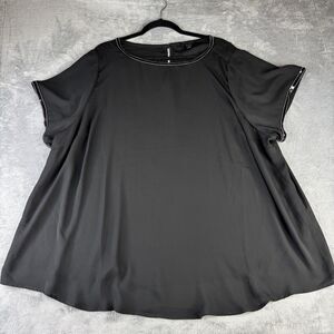 Torrid Top Womens 4 Black Sequin‎ Trim Short Sleeve Flowy Tunic Cocktail Plus